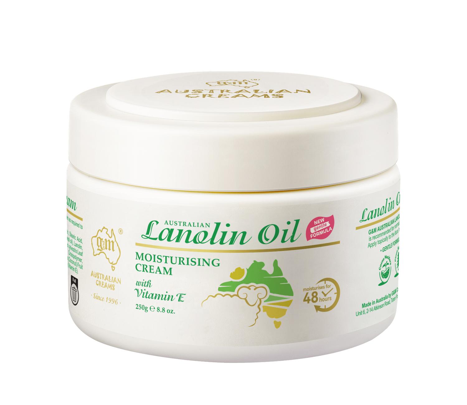 G&M Australian Creams Lanolin Oil with Vitamin E Moisturising Cream 250g